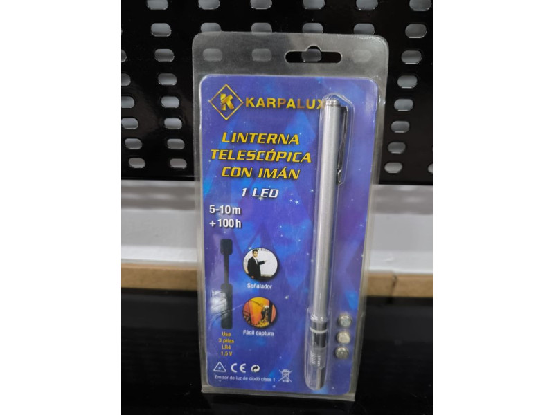 LINTERNA TELESCOPICA CON IMAN 1 LED 3 PILAS LR4 1,5V