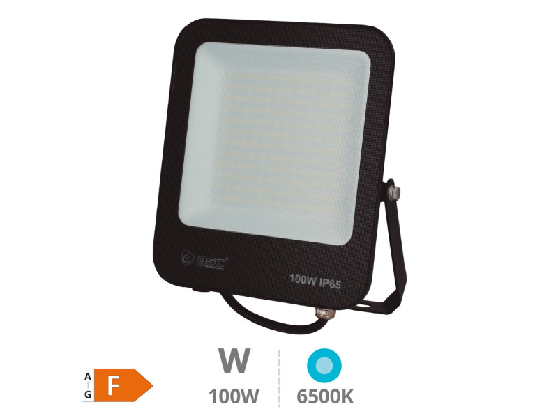 PROYECTOR ALUMINIO LED SANTADI 100W 6500K IP65 NEGRO