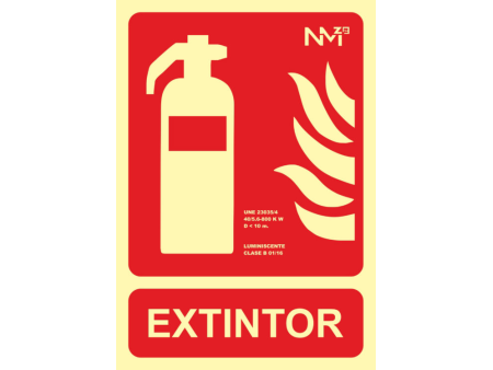 SEÑAL PVC EXTINTOR LUMINISCENTE 21 X 30CM