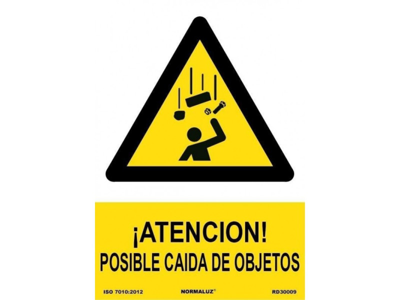 SEÑAL PELIGRO POSIBLE CAIDA DE OBJETOS PVC 0,7MM 210 X 300MM
