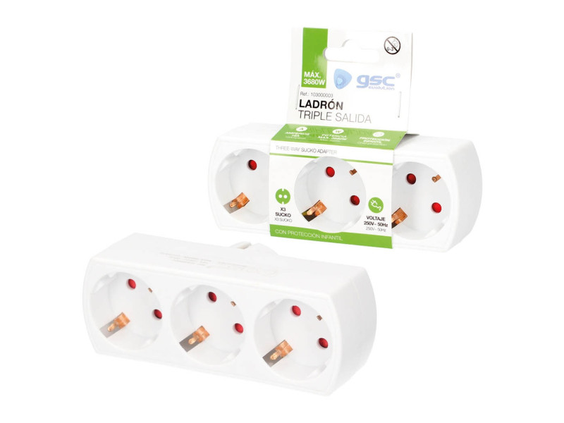ADAPTADOR TRIPLE TT FRONTAL 16A - 250V