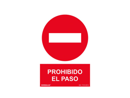 SEÑAL PVC PROHIBIDO EL PASO COCHES 21 X 30CM