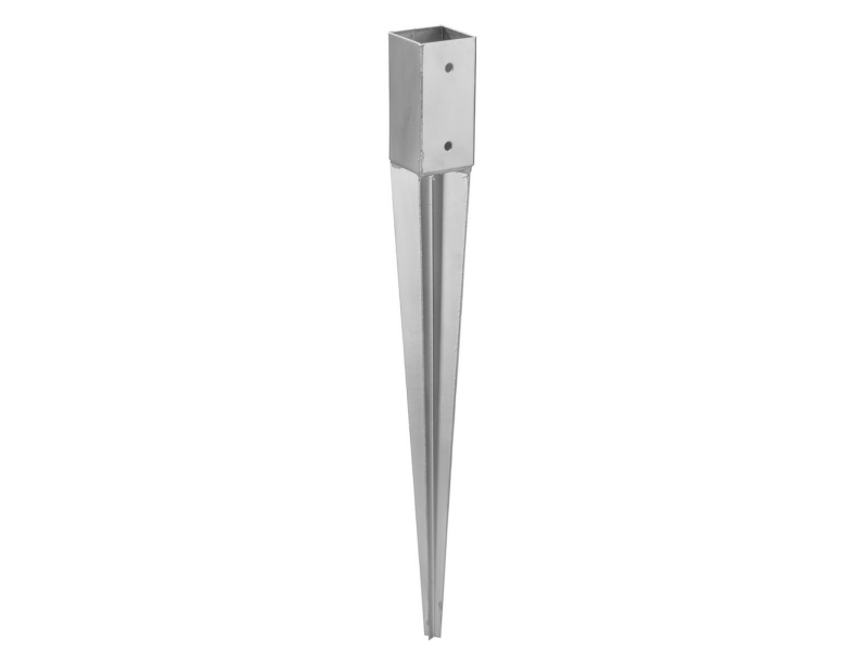 BASE GALVANIZADA CON PUNTA PARA POSTE 9 X 9 CM
