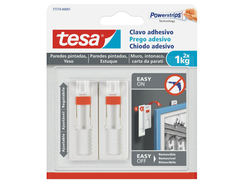 CLAVO ADHESIVO POWERSTRIPS AJUSTABLE PARED 1KG 2UDS