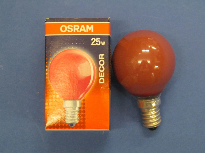 BOMBILLA INCANDESCENTE ESFERICA ROJA E-14 25W 230V