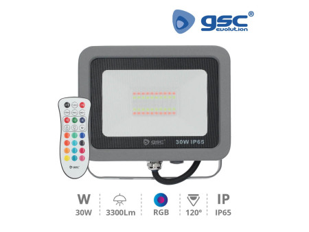 PROYECTOR ALUMINIO 30W RGB IP 65 GRIS