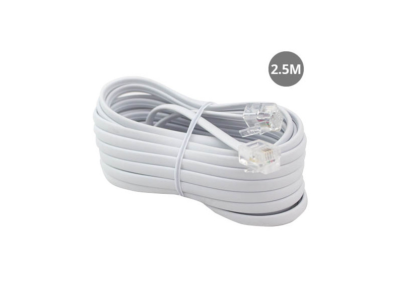 PROLONGADOR TELEFONICO MACHO A MACHO 6P4C 2.5 BLANCO