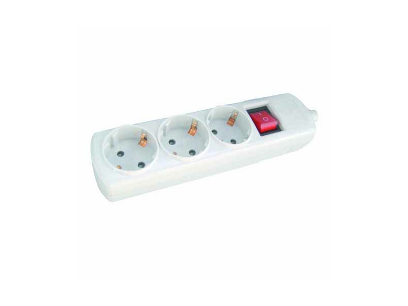 BASE MULTIPLE 3 TOMAS + INTERRUPTOR SIN CABLE SERIE ULTRA
