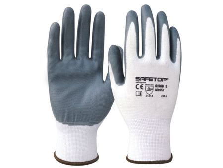 GUANTE DE NYLON BLANCO RECUBIERTO DE NITRILO GRIS TALLA 7