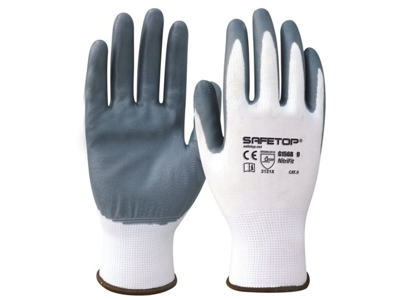 GUANTE DE NYLON BLANCO RECUBIERTO DE NITRILO GRIS TALLA 7