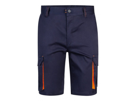 BERMUDA BICOLOR STRETCH MULTIBOLSILLOS AZUL MARINO/NARANJA FLUOR T-44 103010S