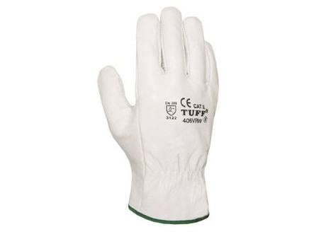 GUANTE FLOR VACUNO RIBETE BLANCO NATURAL 406VRW TALLA 10