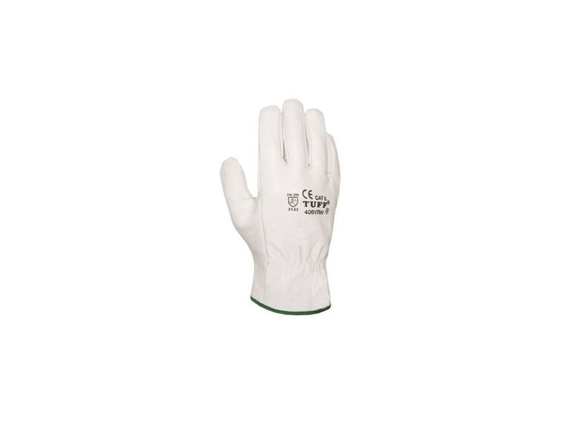 GUANTE FLOR VACUNO RIBETE BLANCO NATURAL 406VRW TALLA 11