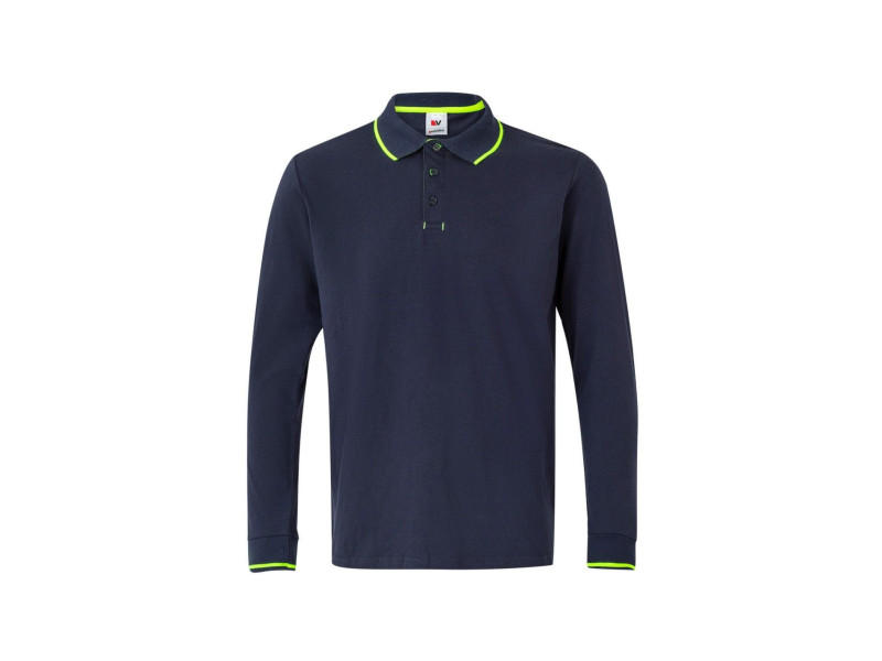 POLO BICOLOR MANGA LARGA AZUL NAVY/AMARILLO FLUOR T-XL 105515