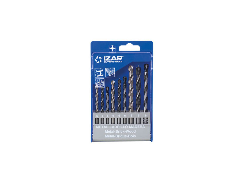 JUEGO 9 BROCAS PARED METAL MADERA 5 - 6 - 8MM