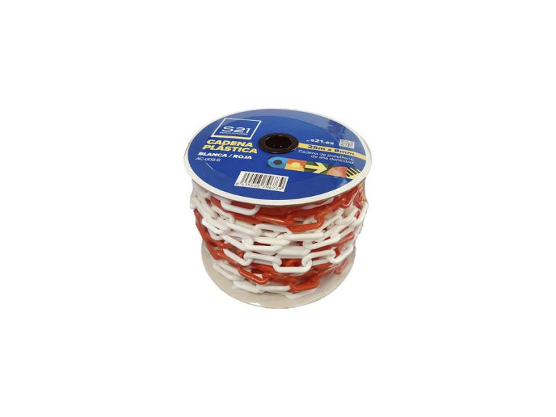CADENA PLASTICO ROJA BLANCA 8MM