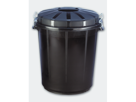 CUBO BASURA INDUSTRIAL CON TAPA 70L NEGRO