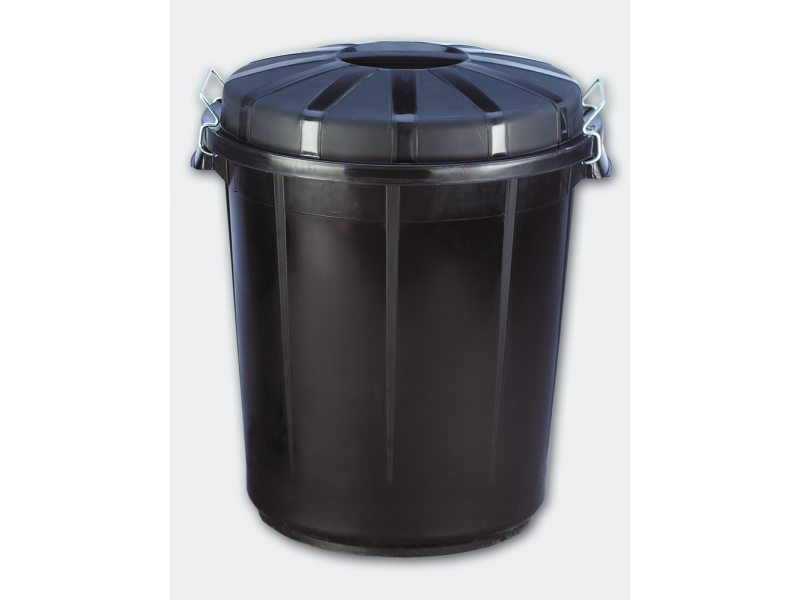 CUBO BASURA INDUSTRIAL CON TAPA 70L NEGRO