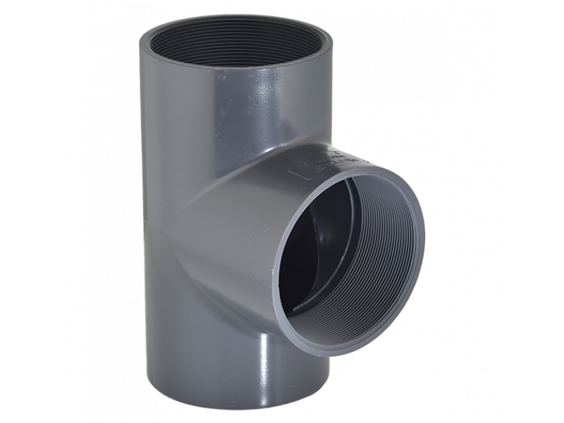 TE ENCOLAR IGUAL MIXTA HEMBRA 90º PVC PRESION 40MM - 1.1/4"