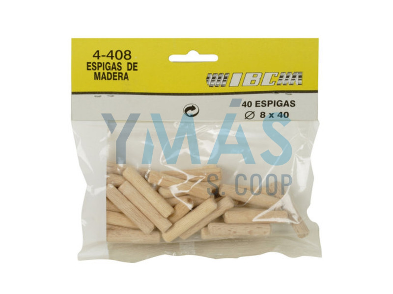TUBILLON ESPIGA DE MADERA 8 X 40 (40 UNIDADES)