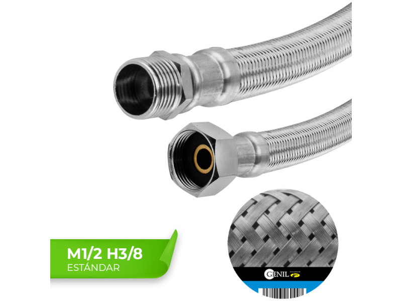 CONEXION INOX 12,5MM M 1/2" - H 3/8" 20CM