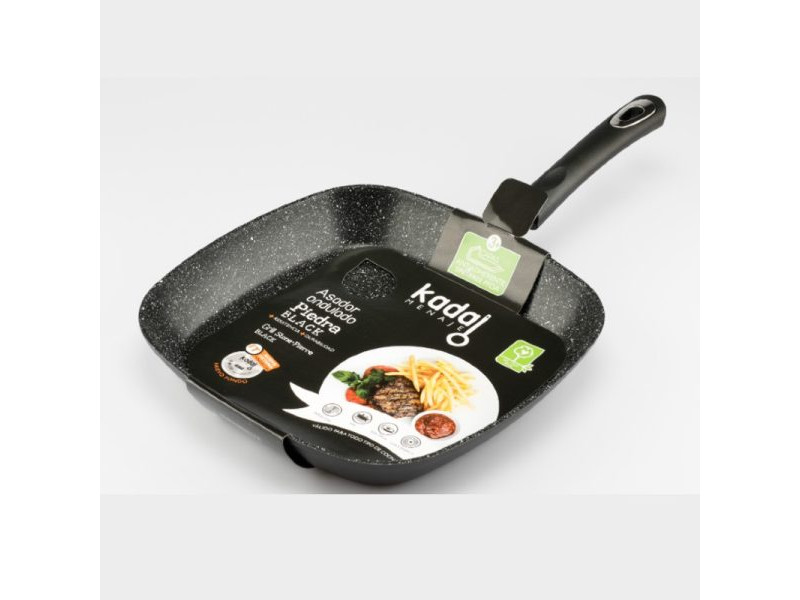 ASADOR PIEDRA BLACK ONDULADO INDUCCION TOTAL 28CM
