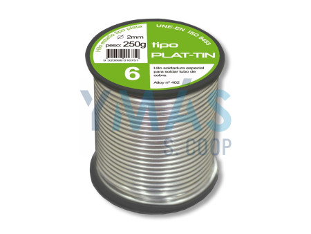 ROLLO ESTAÑO SN CU TIPO PLATA 6% 2MM 250GR