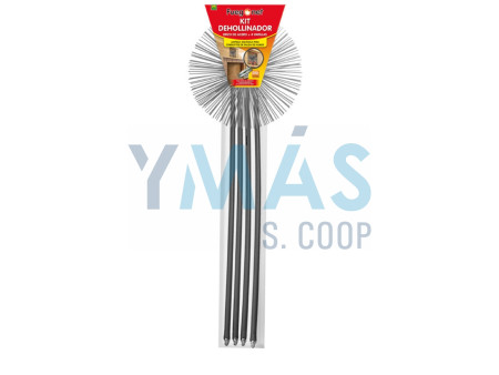 KIT DESHOLLINADOR 4 VARAS + ERIZO ACERO 250MM