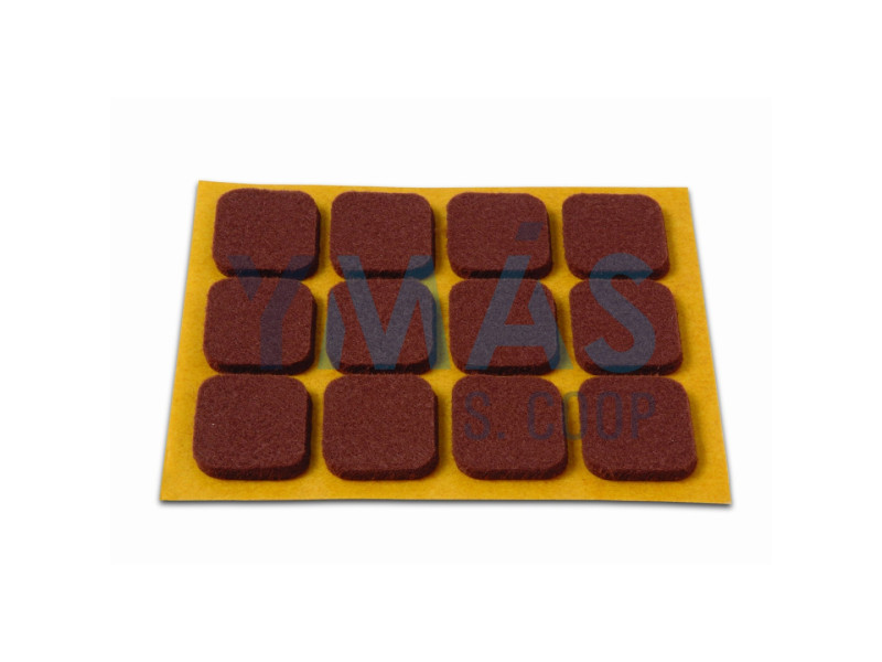 FIELTRO RECTANGULAR ADHESIVO MARRON 20 X 23 MM 12UDS