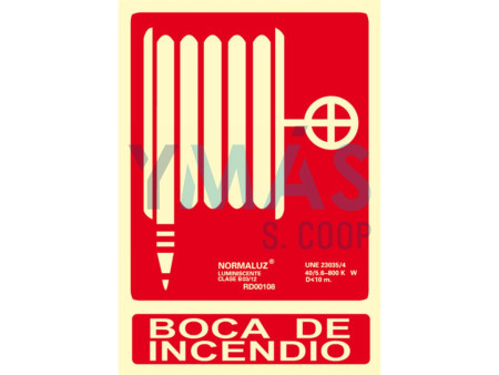 SEÑAL PVC BOCA DE INCENDIO LUMINISCENTE 21 X 30CM