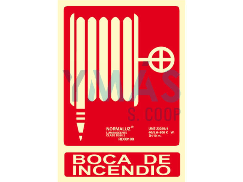 SEÑAL PVC BOCA DE INCENDIO LUMINISCENTE 21 X 30CM