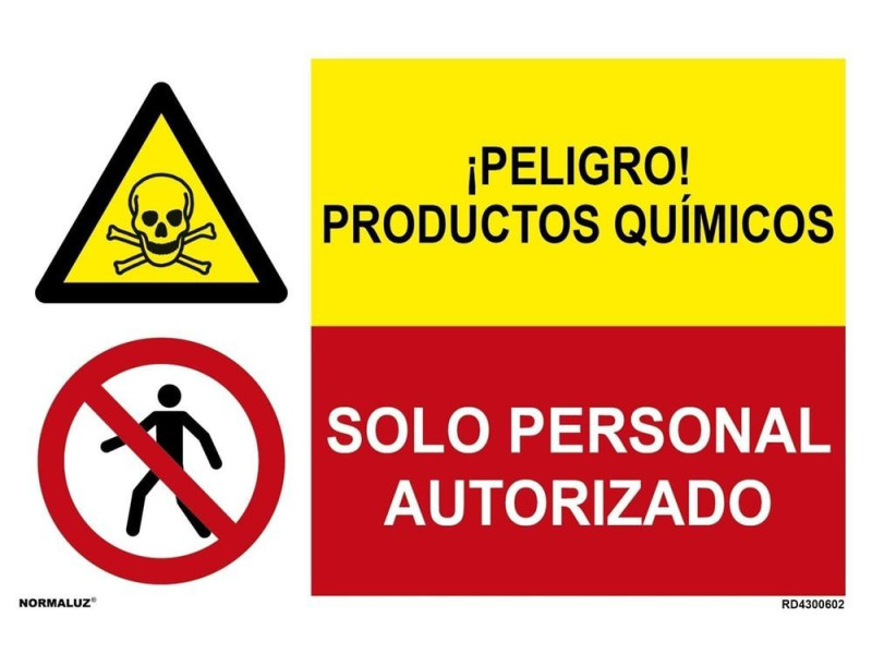 ADHESIVO COMBINADO "PRODUCTOS QUIMICOS SOLO PERSONAL AUTORIZADO" 600 X 400MM