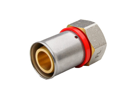RACOR RECTO HEMBRA MULTICAPA PRESS TIPO U-ROJO 16 X 1/2"