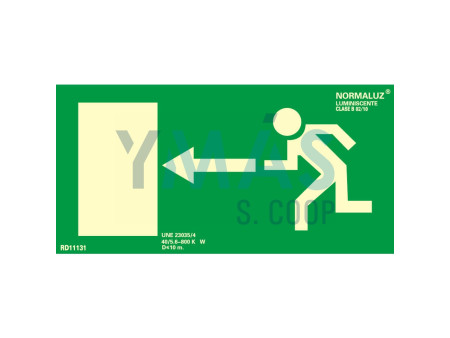SEÑAL PVC SALIDA IZQUIERDA LUMINISCENTE 32 X 16CM