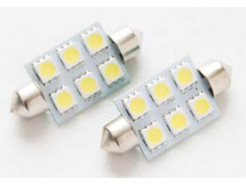 T11 6SMD 39 MM 5050 WHITE 12V 2 UNIDADES