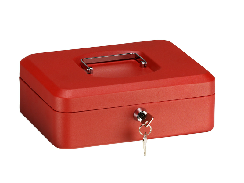 CAJA CAUDALES ELEGANT ROJO 250 X 180 X 90 CON BANDEJA