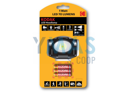 LINTERNA FRONTAL LED HEADLAMP 150LM +3AAA 3W IP44 KODAK 30413863/B3    