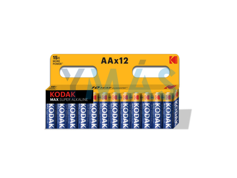 PACK 12 PILAS ALCALINAS MAX AA LR6 1.5V KODAK          