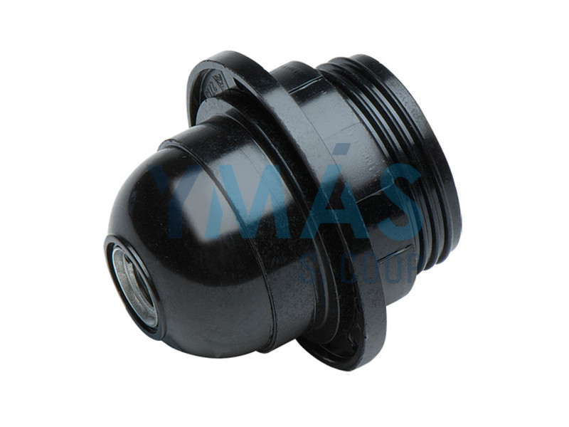 PORTALAMPARAS ROSCADO + ARANDELA E-27 NEGRO 4A 250V