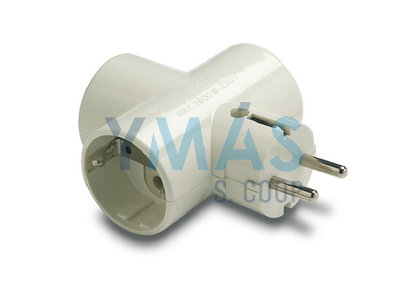 ADAPTADOR TRIPLE TT CERAMICA 16A-250V BLANCO