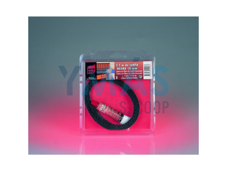 JUNTA NEGRA PLANA PUERTA CHIMENEA 10X1,2MM 2,5M + TUBO DE COLA REFRACTARIA