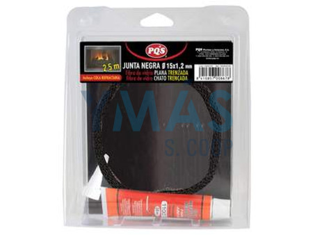 JUNTA PUERTA CHIMENEA PLANA NEGRA 15X1,2MM 2,5M + TUBO DE COLA REFRACTARIA