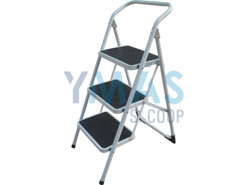 TABURETE ESCALERA ACERO / GOMA PLEGABLE 3 PELDAÑOS BLANCO CODY TAS-3