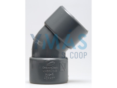 CODO 45º ENCOLAR H-H 40MM PVC EVACUACION